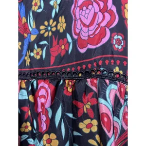 Be Passion Dress Womens Small Black Multicolor Floral Peacock Maxi Boho Sundress thumbnail 6