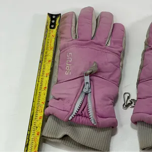 Vintage Serus Winter Ski Snow Mittens Gloves Cowhide Leather Grey Pink Women M thumbnail 4