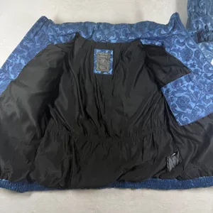 Guess Womens Blue Floral Damask Puffer Jacket Full Zip Quilted Coat Large L thumbnail 7