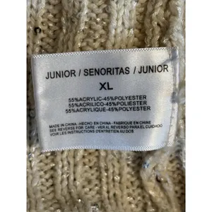 L.e.i Juniors‎ Knit Cream Sequins Sweater Long Sleeve Size XL Turtleneck Soft thumbnail 6