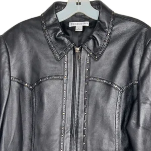 Pendleton Black Leather Jacket‎ with Studs thumbnail 2