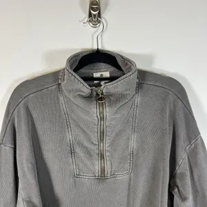 Sundry Crop‎ Three Quarter Zip Up Sweat Shirt Long Sleeve Gray Size 3 Large thumbnail 2