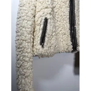 Free‎ People Shaggy Faux Sherpa Moto Cream Jacket Coat Size XS Boho Apres Ski thumbnail 9