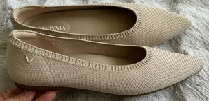 VIVAIA Beige Knit Pointed Toe Flats Sustainable Comfort Shoes EU 38.5 thumbnail 1