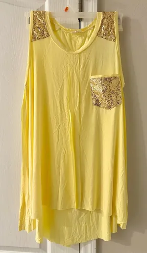 POL Yellow Sleeveless Top with Sequin Pocket thumbnail 1