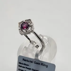 NWT Sterling Silver & Natural Purple Garnet Adjustable Ring thumbnail 3