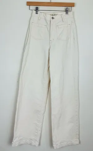 Madewell Perfect Vintage Wide Leg Jeans in Ivory Off White Patch Pockets Size 24 thumbnail 1