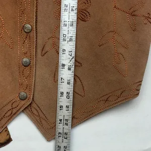 Northwest Territory size large leather embroidered vest Gold retro 90s grandpa thumbnail 7