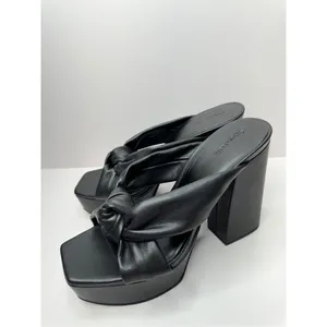 Open Edit Platform Sandals Size 8.5 Black‎ Square Open Toe Knotted Heels thumbnail 2
