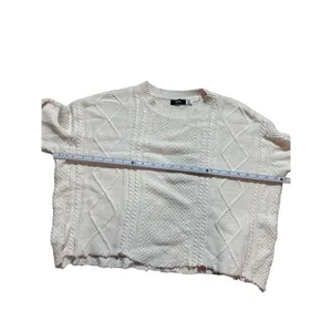 BDG ivory twist cable chunky knit‎ sweater with elbow patch sz XS thumbnail 4