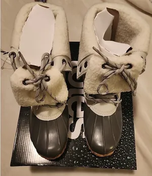 Totes Duck‎ Boots Waterproof Insulated Winter Rain Snow Boots Gray White 6 thumbnail 1