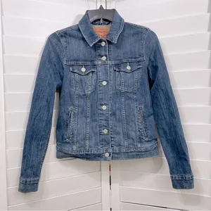 Levi’s Original Trucker Denim Jacket Sz S Blue Stretch Jean Classic S40117 thumbnail 3