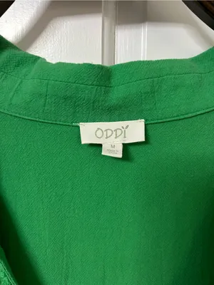 Relaxed V-Neck Mini Dress in Bright Green thumbnail 3