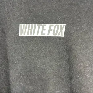 White Fox‎ Black White Logo Graphic Print Fleece Oversized Sweatshirt thumbnail 2