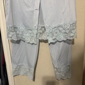 Vintage Henson Kickernick Women Pajamas Light Blue Nylon Lace Set 2pc Fair thumbnail 4