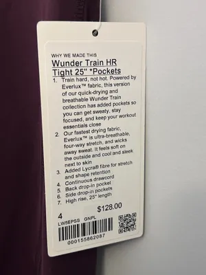 Lululemon Wunder Train HR Tight with Pockets 25" Sz 4 Goodnight Plum thumbnail 5