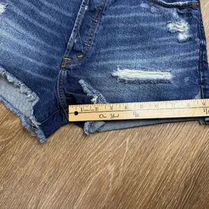 Abercrombie & Fitch High Rise Distressed Denim Shorts Women's Size 25 Raw Hem thumbnail 9