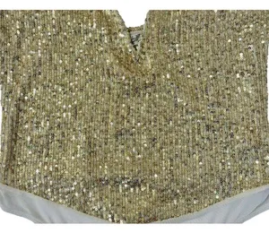 INTIMATELY FREE PEOPLE Sparks Fly Iridescent Gold Shimmery Sequin Bodysuit Sz M thumbnail 6