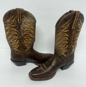 Ariat Brown Leather Embroidered Western Heeled Boots thumbnail 1