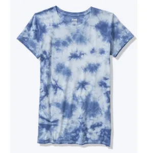 VS PINK VICTORIA'S SECRET PINK Perfect Crew Tee Blue Tie Dye Cotton Short Sleeve thumbnail 3