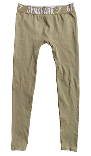 Gymshark Flex Leggings Womens‎ Medium Olive Green Seamless Logo Waistband Pants thumbnail 1