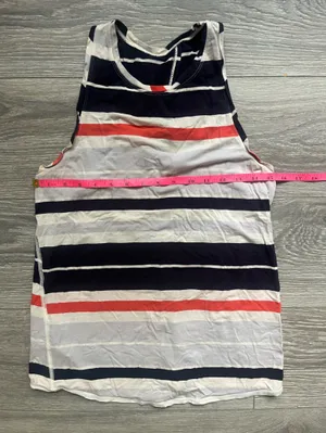 Lululemon Orange Blue Gray Striped Open Back Active Workout Tank Yoga Pilates thumbnail 5