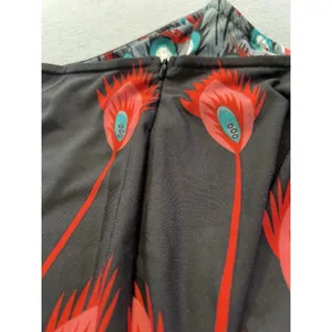 White Mark Womens Pencil Skirt Peacock Feather Print Stretch‎ Zip Y2K Medium Red thumbnail 5
