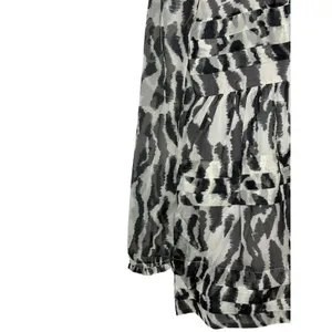 Maeve Anthro Animal Print Mini Dress XXS Gray Tiered Ruffle Long Sleeve Chiffon‎ thumbnail 10