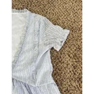 NWOT Women's sky blue chiffon‎ boho short sleeve shirt size small thumbnail 3