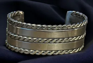 Stainless Steel Wide Cuff Bracelet Silver thumbnail 1