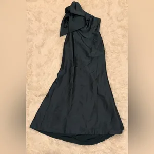 NEW Alfred Sung Bow One-Shoulder Satin Twill Mermaid Ever green Gown SZ 6 thumbnail 7