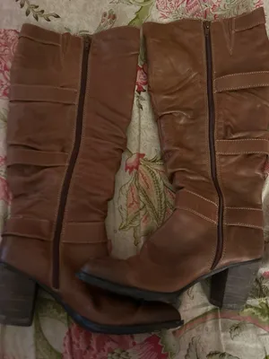 Sofft Leather Tall Slouch Riding Boots Brown Multi Strap Buckle Size 9 thumbnail 2