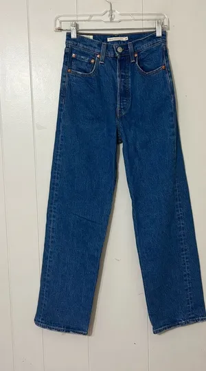 Levi’s Ribcage Straight Ankle Jeans Women’s Size 24 High Rise Button Fly Medium thumbnail 1