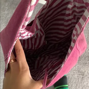 Purple/striped beach bag satchel thumbnail 3