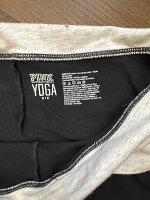 Victoria's Secret Black Leggings with Light Gray Fold-Over Waistband thumbnail 2