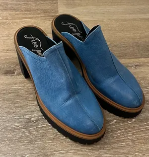 Free People James Mule Blue Chunky Heel thumbnail 1