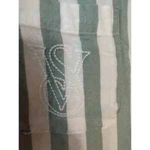 Victoria's Secret Plaid PJ Pajama Set Size Large Grey/White Drawstring Button up thumbnail 6