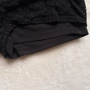 Maurices Women Boho Floral Lace Black Shorts - Smocked Waist Solid Lining thumbnail 6