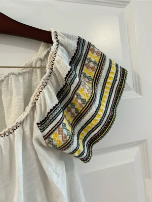Lucky Brand Embroidered Peasant Top White Size 1X thumbnail 3