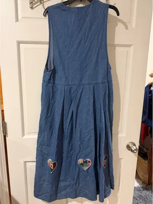 Melissa Collection Vintage Denim Button-Front Dress with Patchwork Hearts, Size thumbnail 7