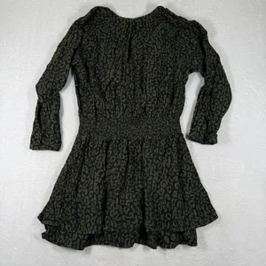 Rails Jasmine Olive Batik Cheetah Smocked Mini Dress Green Animal Print Large thumbnail 10