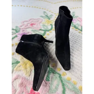 Venus USA Black Suede Ankle Boots‎ Pointed Toe Kitten Heel Leather Z4615-BK 8M thumbnail 3