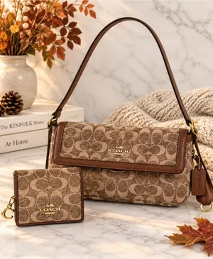 NEW Coach Etta Chenille Shoulder Crossbody Bag + Wallet Set CCV65 CCQ32 thumbnail 1