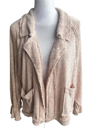 Free people Fp beach Mara Cardi light jacket nwt large taupe terry cardigan thumbnail 1