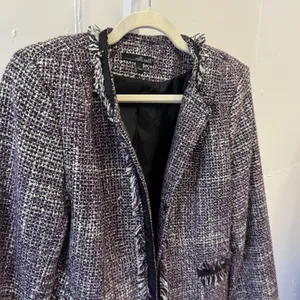 Willi Smith Purple Tweed Fringe Trim Blazer Jacket‎ Style A84175 Women's Large thumbnail 4