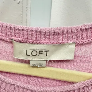 Loft Pink Textured Slub Knit Long Sleeve Crew Neck Sweater XS Pastel Casual thumbnail 6