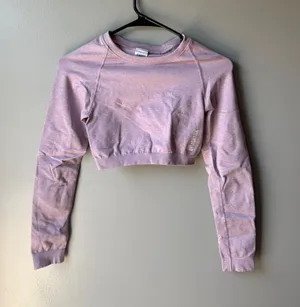 Gymshark Women’s Seamless Long Sleeve Crop Top Pink Size Small thumbnail 1