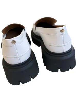 Like New Maje Leather Platform Loafers White Size 10.5 Retail $435.00 thumbnail 7
