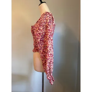 Japna Floral Smocked Crop Top Long Sleeve Ruffle boho whimsigoth M NWT cottage thumbnail 2