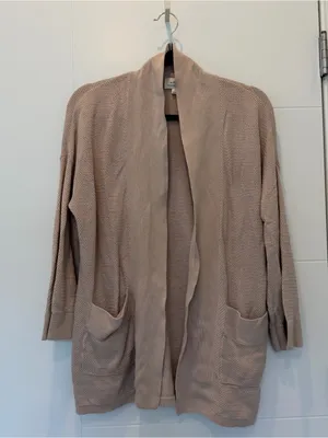 Wilfred Silk & Cashmere Open-Front Knit Cardigan Sweater S - Taupe thumbnail 1
